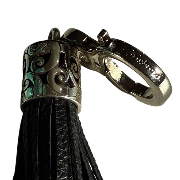 Brighton Black Leather Tassel Keychain / Bag Charm - Picture 4 of 5